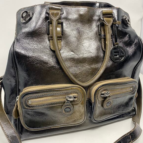 Elliott Lucca Black and Green Ombre Cow Leather Shoulder Bag - Picture 3 of 10